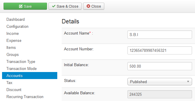 vAccount Setup Account