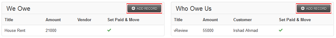 vAccount Dashboard