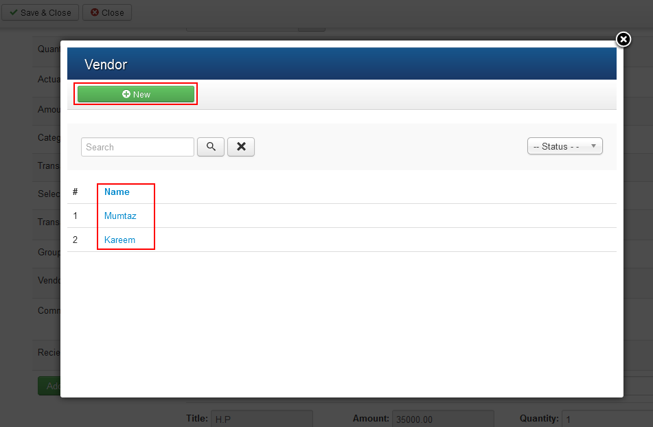 vAccount Expense