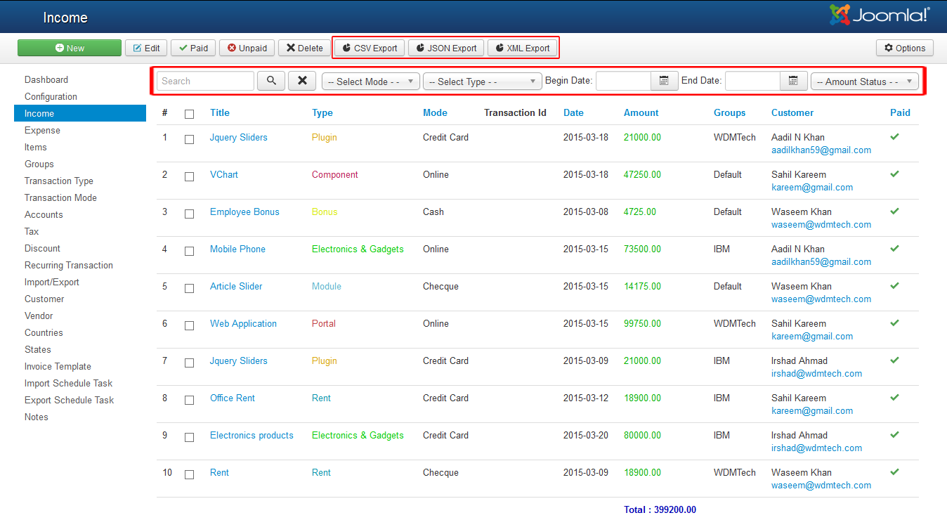 vAccount Income