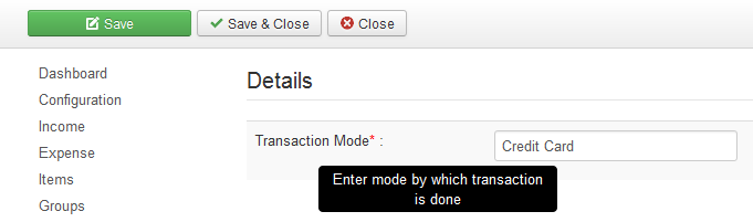 Setup Transaction Mode